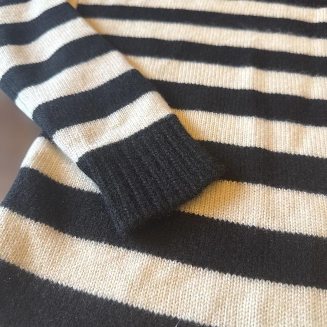 Drawer ボーダー　カシミヤ　長袖ニットセーター サイズ1