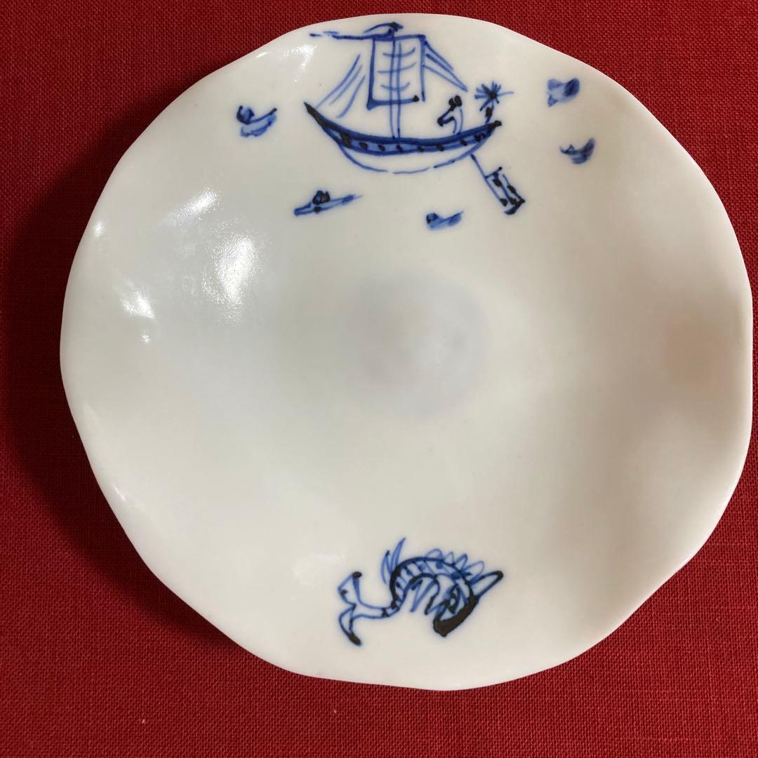 美濃焼　黒岩卓実作　呉須豹紋大鉢　銘々皿セット