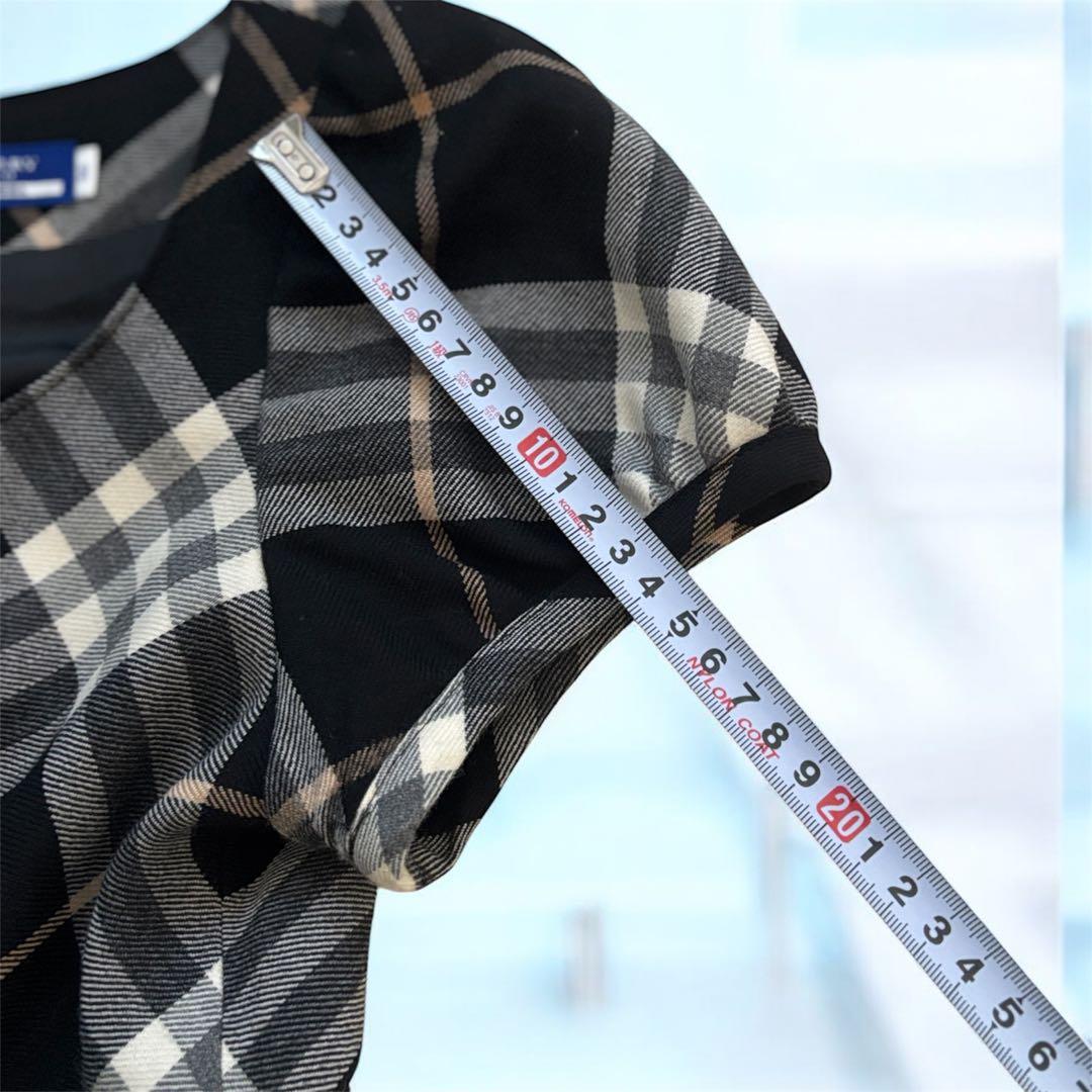 バーバリーブルーレーベル　チェック柄　ウール　ワンピース 38