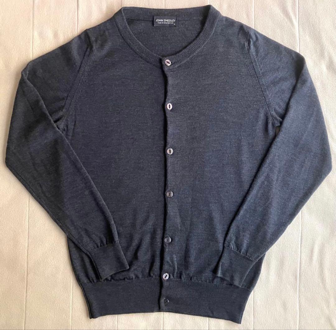 ア*ー様 JOHN SMEDLEY ウール クルーネック 24G カーディガン