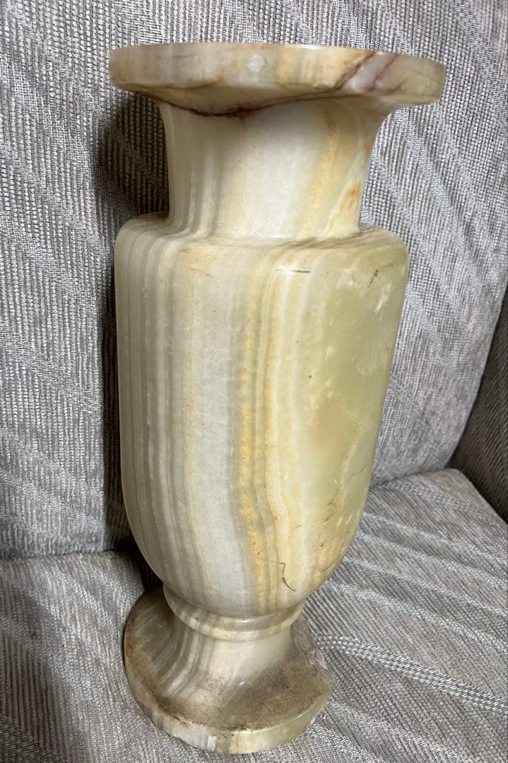 天然石　大理石　国産　壺　大理石 オニキス 花瓶 花器