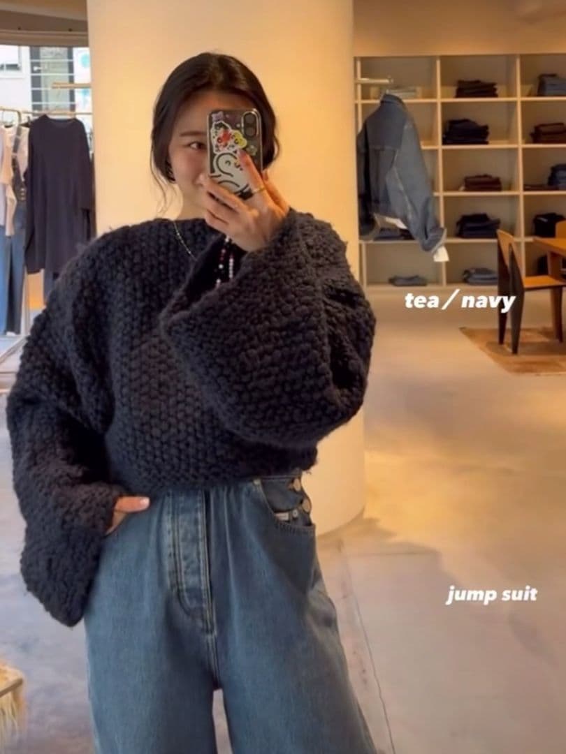 新品未使用 SHISHIKUI tea / NAVY ショート丈ニット