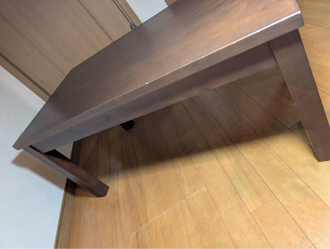 ■送料込■無印良品 天然木ローテーブル 引出バーチ材 ブラウン 机デスク