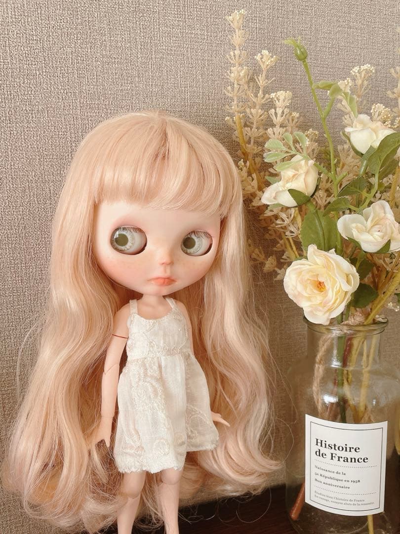 【週末セール】カスタムアイシードール (本体のみ)ピンクプラチナ　ロングウェーブ