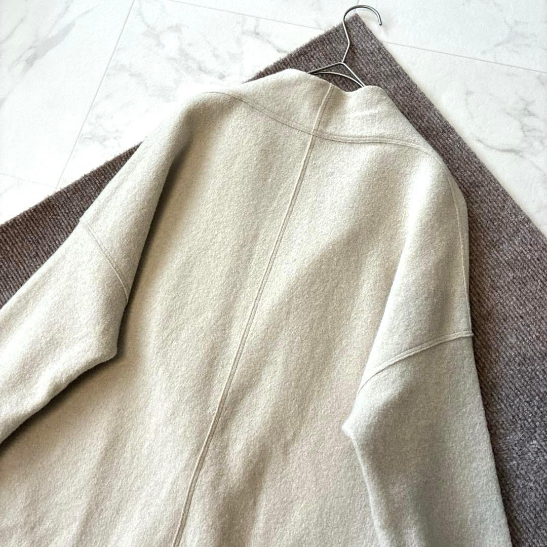 23区 ウール コンプレストパイル コーディガン M ベージュ ノーカラー