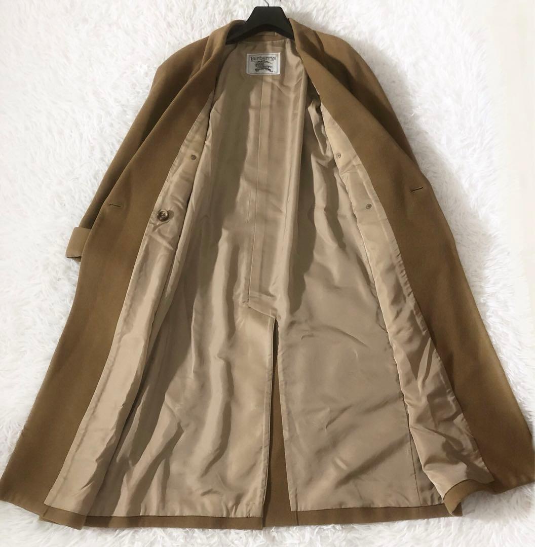 美品 バーバリー ダブルチェスターコート カシミヤ混 ロング 裏地総柄 9AB2