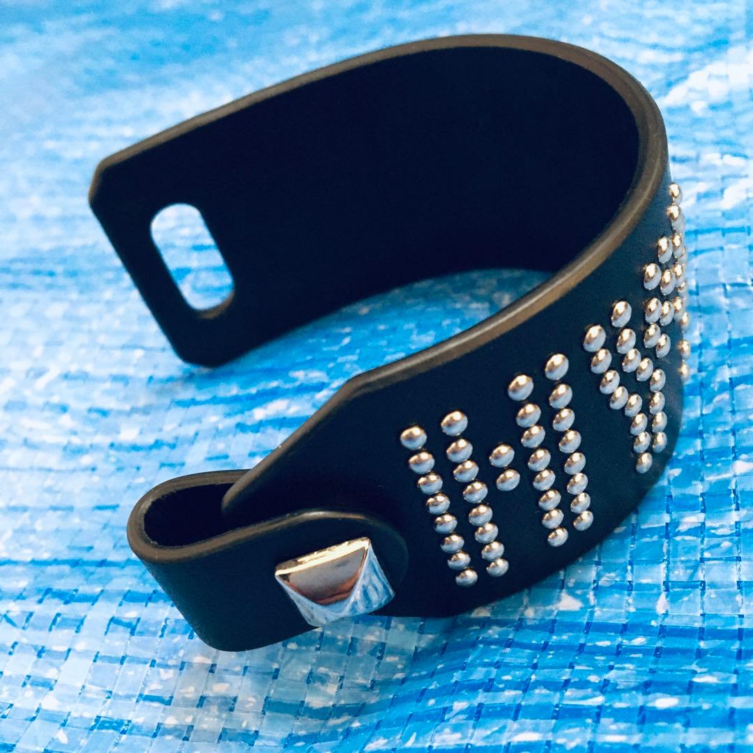 ヒステリックグラマー⬛︎ロゴスタッズブレスレット⬛︎バングル⬛︎ブラック⬛︎レザー