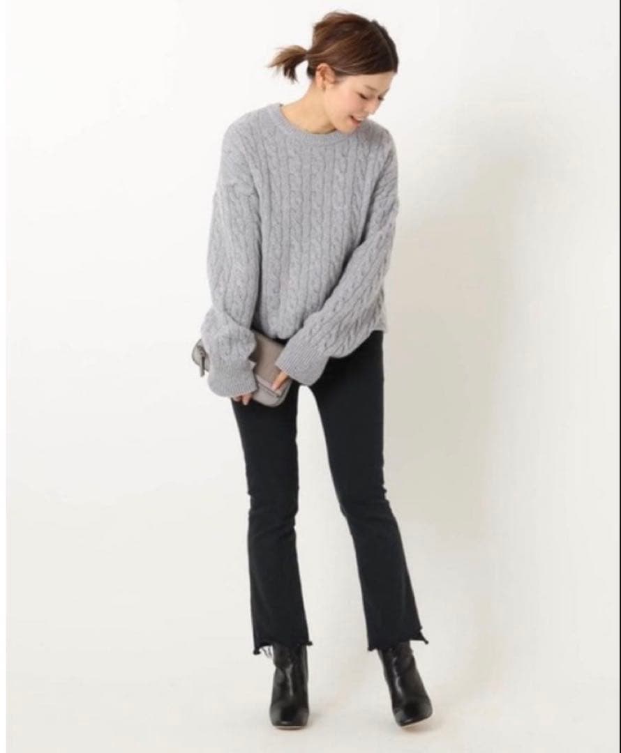 ドゥーズィエムクラス エブリデイアイライク　ケーブルニット カシミヤ混　グレー