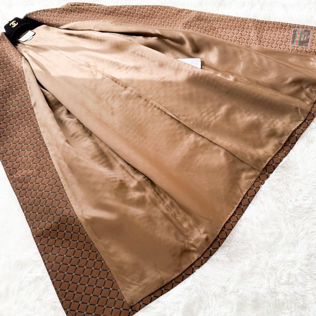 GUCCI 2020 ベルト付ロングガウンコート ウール GG柄 ブラウン 46