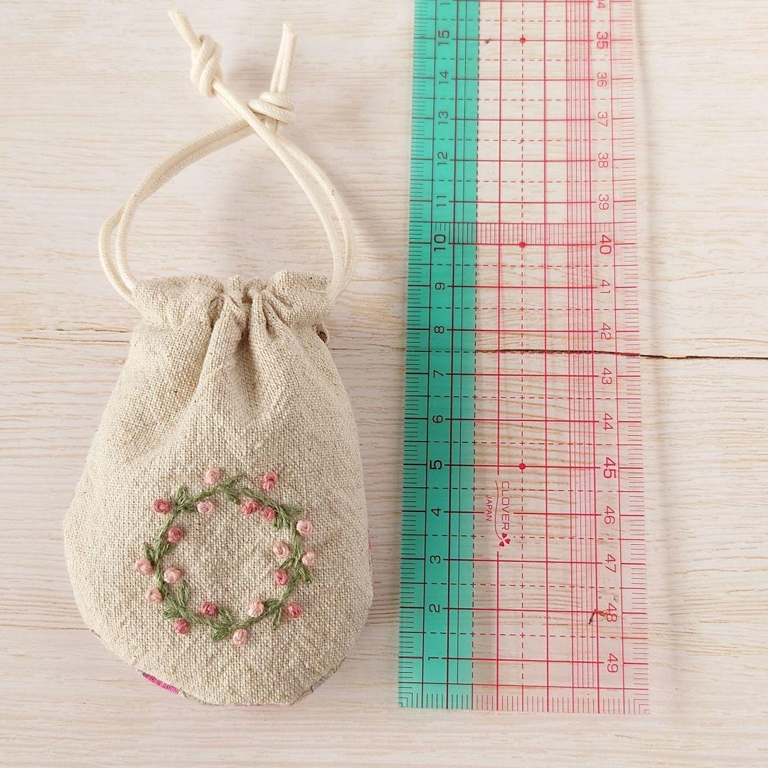 【最終出品／値下げ】ちっちゃな巾着サシェ/詰替えタイプ【フラワーリース】