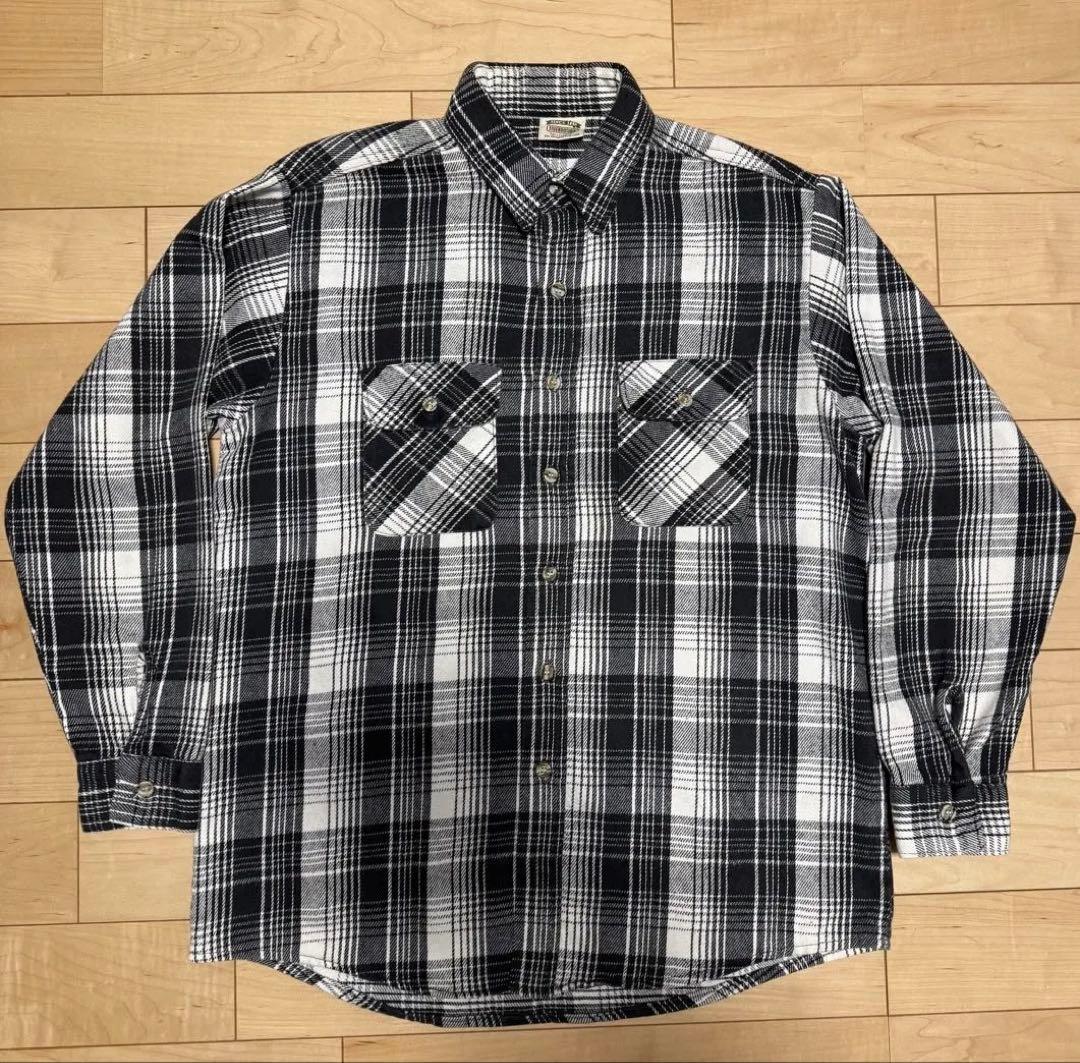 マカロニ 極美品 FIVEBROTHER オンブレシャツ USA製 白 黒