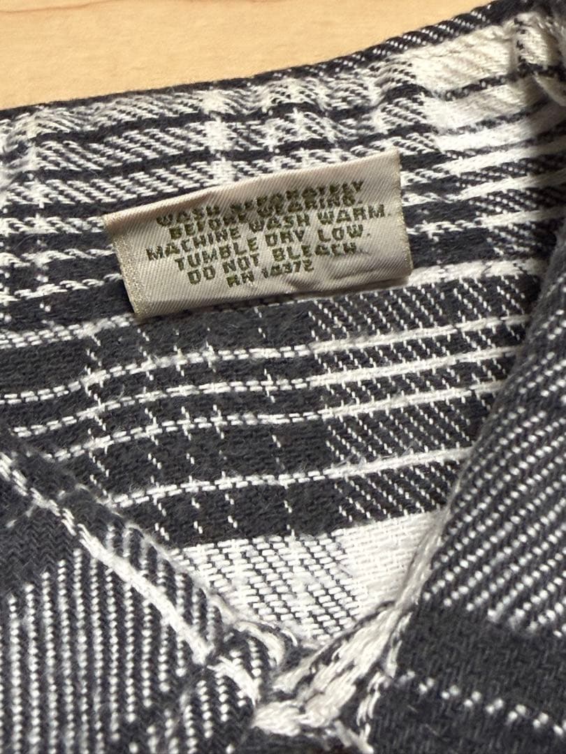 マカロニ 極美品 FIVEBROTHER オンブレシャツ USA製 白 黒