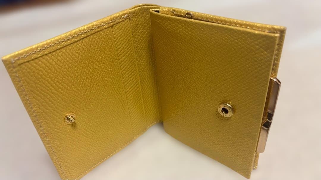 皇居二つ折り財布_がま口 イエローゴールド《新品未使用品》