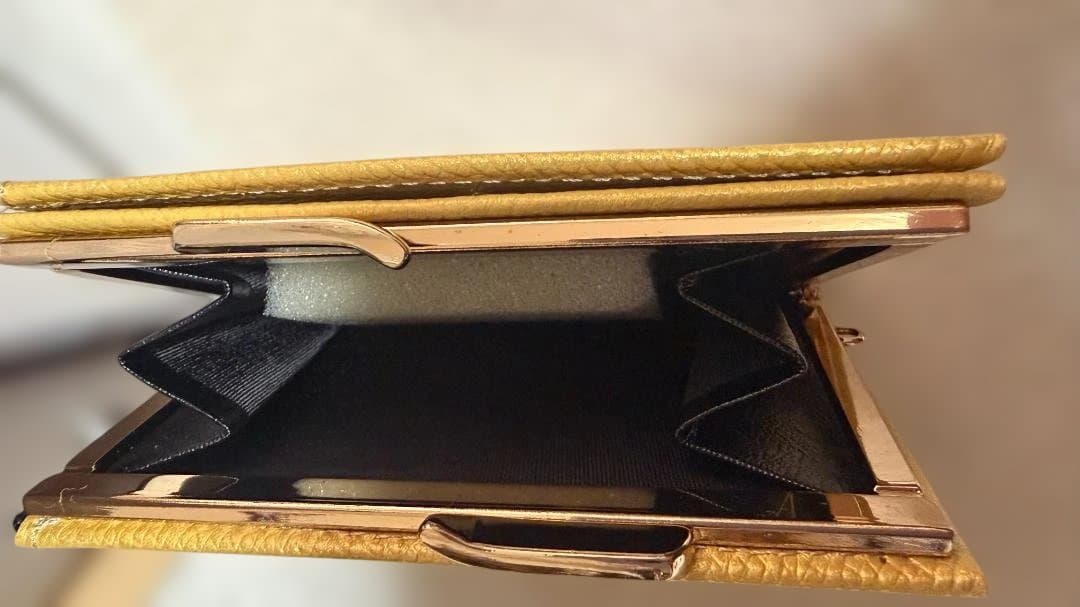 皇居二つ折り財布_がま口 イエローゴールド《新品未使用品》