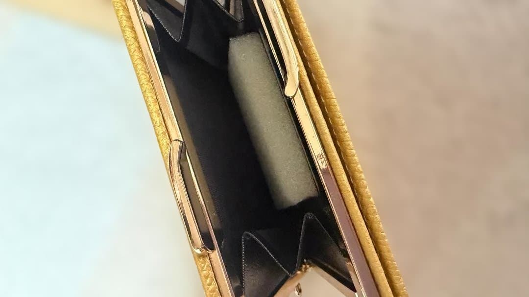 皇居二つ折り財布_がま口 イエローゴールド《新品未使用品》