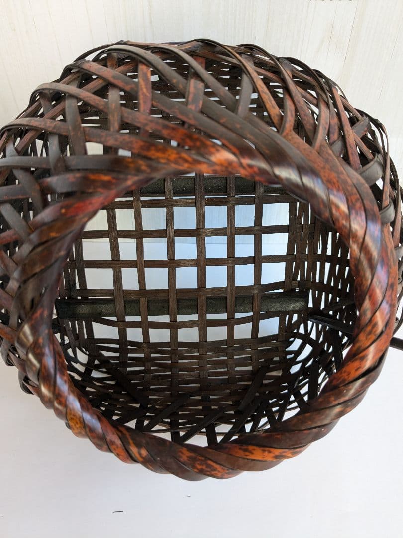 手付き花篭 花入 竹落とし付　　　茶道具　 華道具　竹籠 花籠 花籃　宗全籠