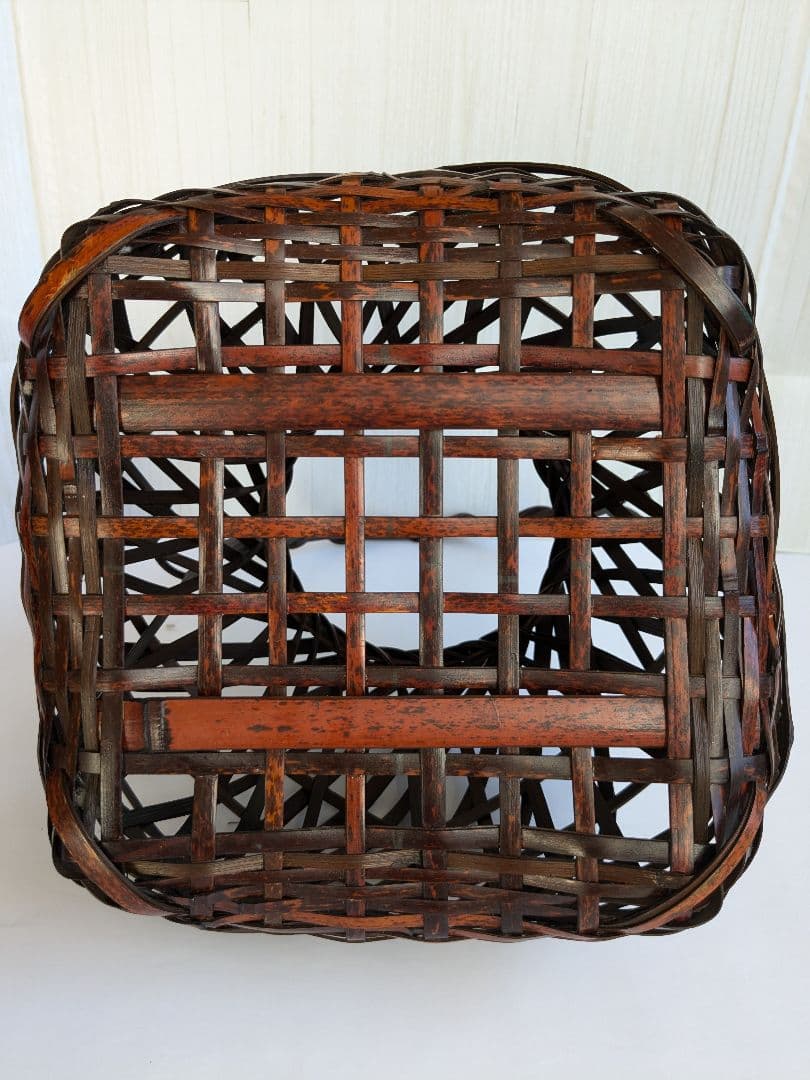 手付き花篭 花入 竹落とし付　　　茶道具　 華道具　竹籠 花籠 花籃　宗全籠