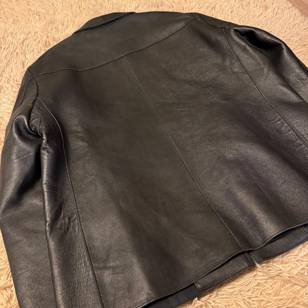23区HOMME　レザージャケット　ブラック　本革　羊革　ライダース　丈長め