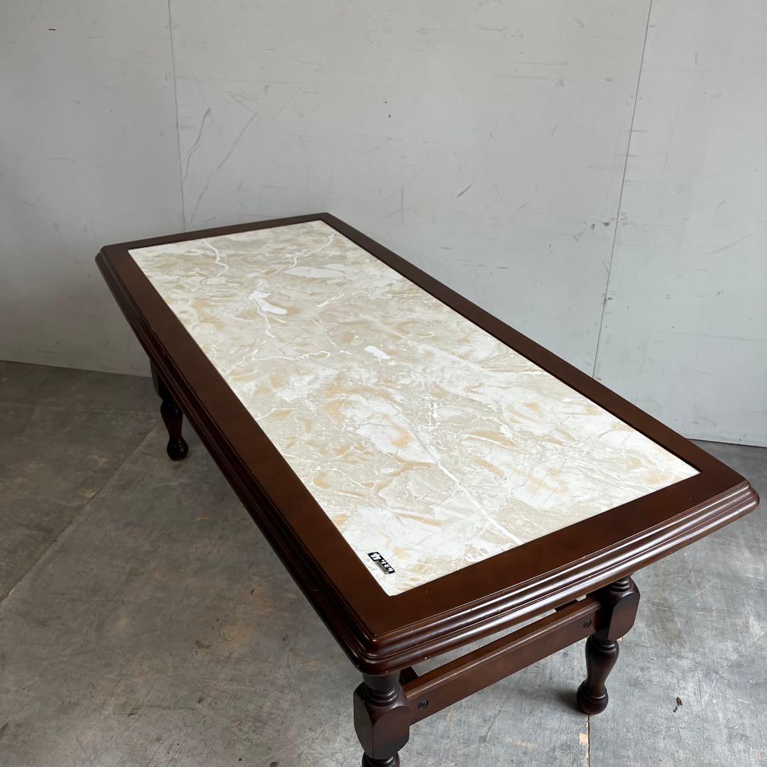 アンティーク オールド カリモク センターテーブル 大理石調 レトロ z512