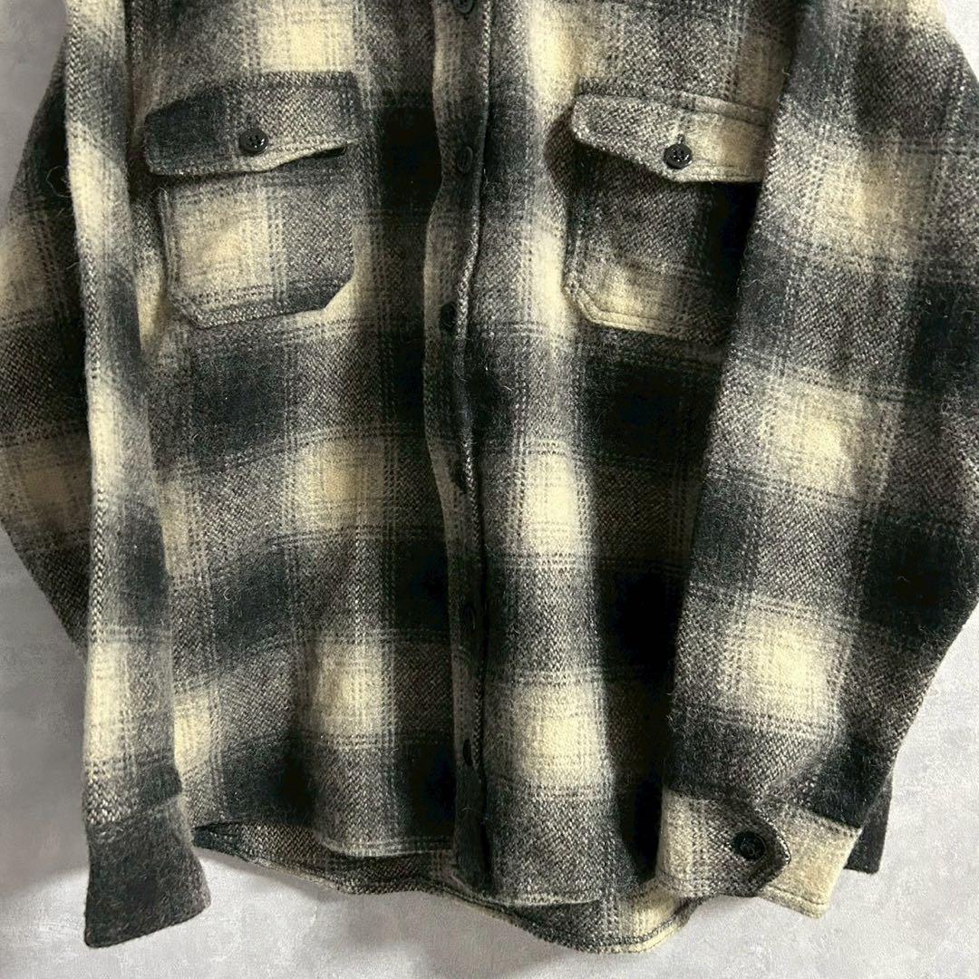 70s Melton USA製 CPO ネルシャツ オンブレ シャドー チェック