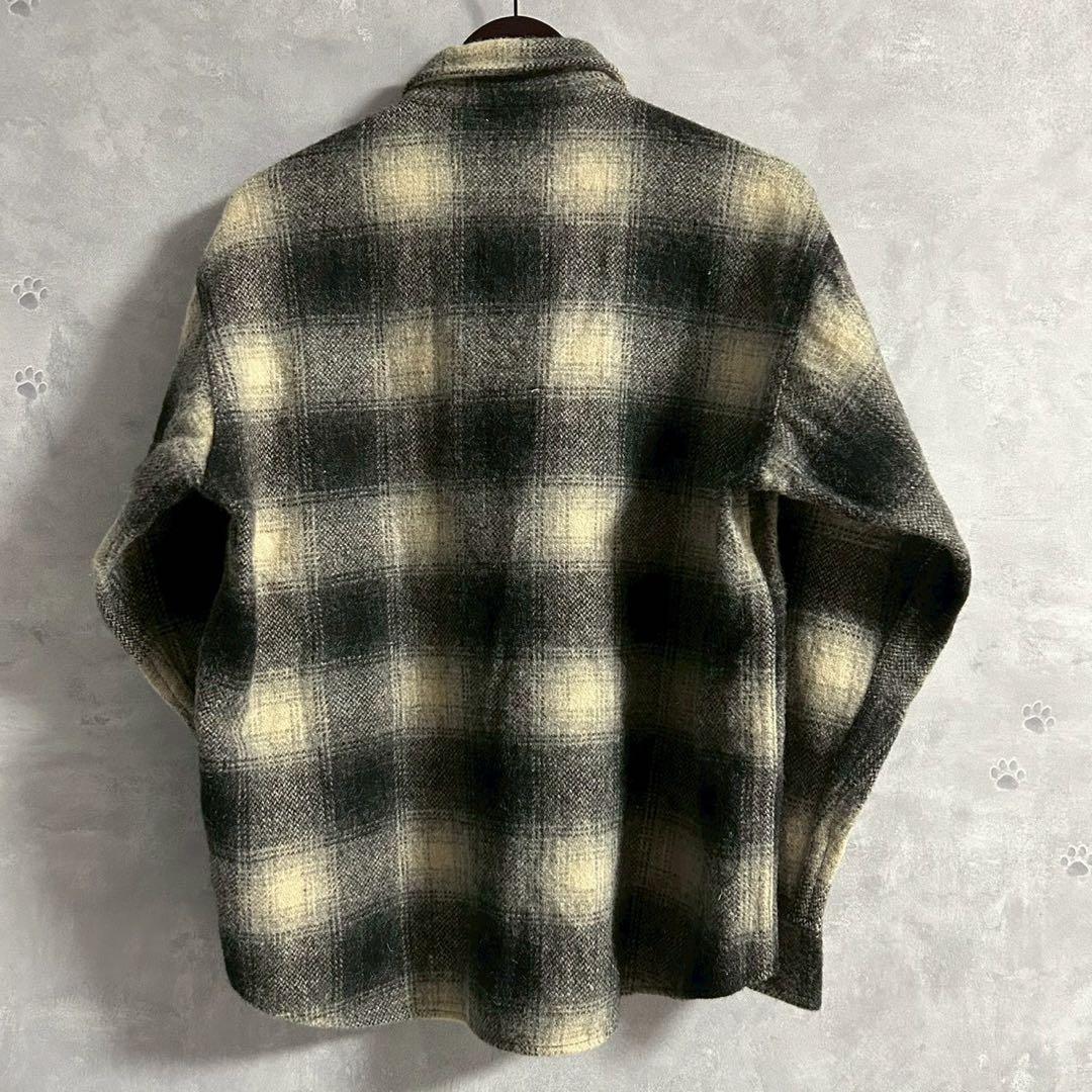 70s Melton USA製 CPO ネルシャツ オンブレ シャドー チェック