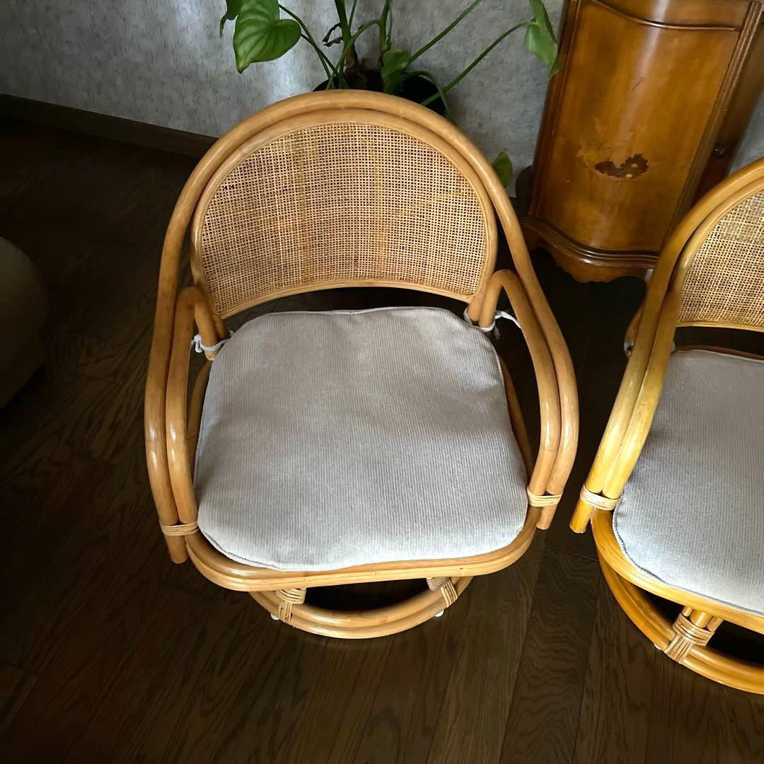 【商品】ラタンチェア 2脚セット ナチュラルウッド