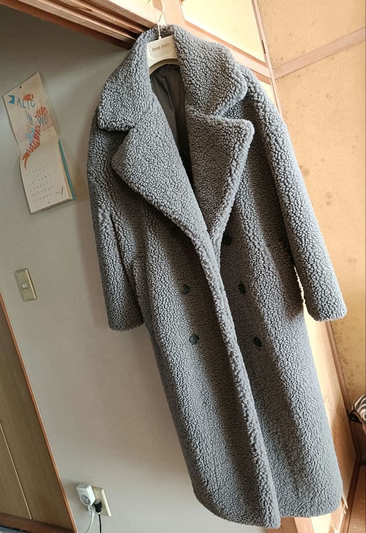 ZARA テディコート ボアコート グレーS