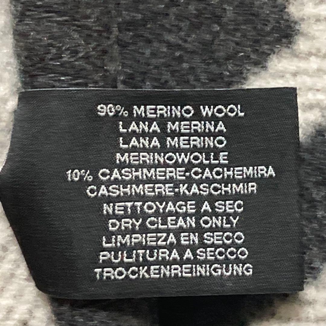 エルメス　アヴァロン ブランケット ブラック×ホワイト　カシミヤ