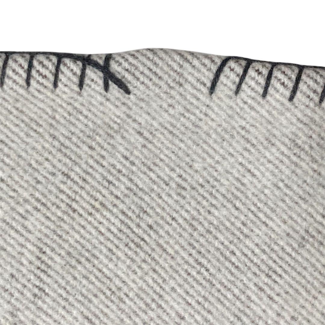 エルメス　アヴァロン ブランケット ブラック×ホワイト　カシミヤ