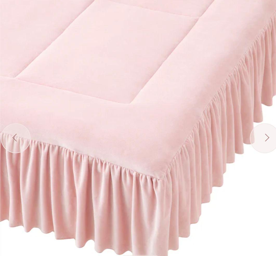 FRANCFRNC WARMYアルガンオイル加工 フリルベッドパット シングル