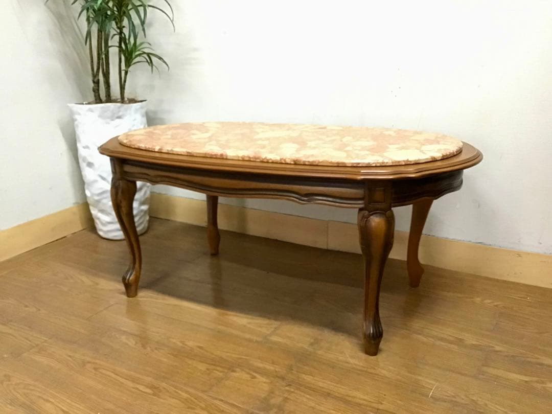 管838☆イタリア製☆大理石☆猫脚☆センターテーブル