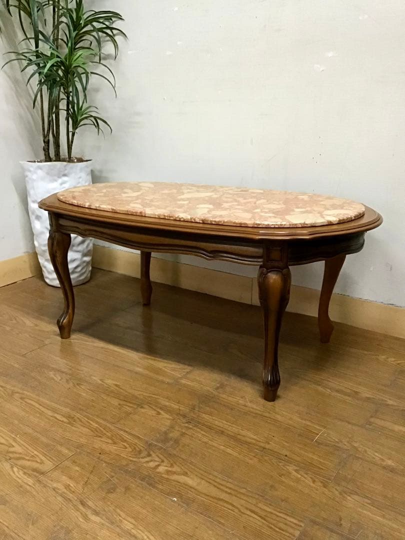 管838☆イタリア製☆大理石☆猫脚☆センターテーブル