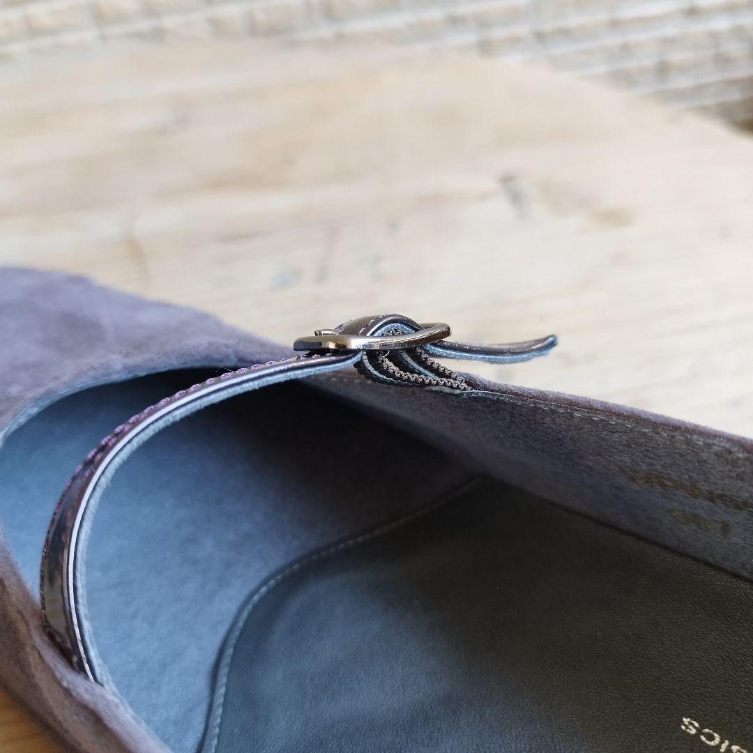 【新品タグ付】ペダラ 日本製 3E ストラップ パンプス 24cm スエード