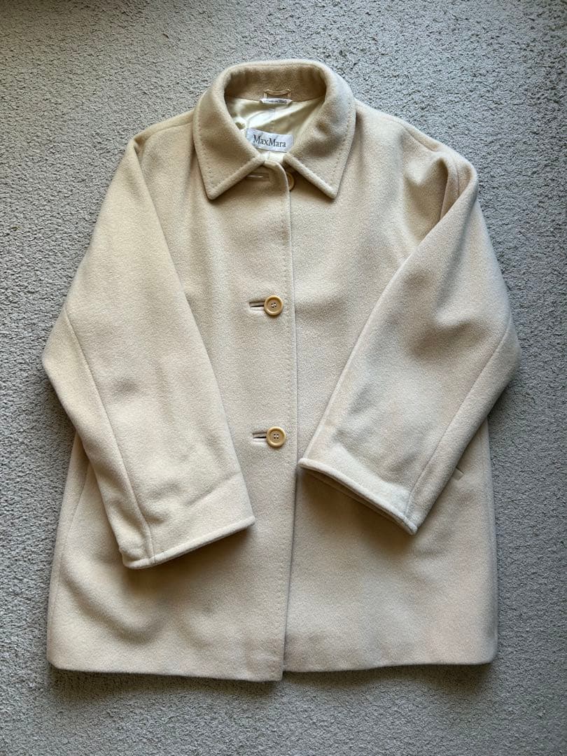 MaxMara ロングコート オフホワイト　ウール　カシミヤ　ヴィンテージ