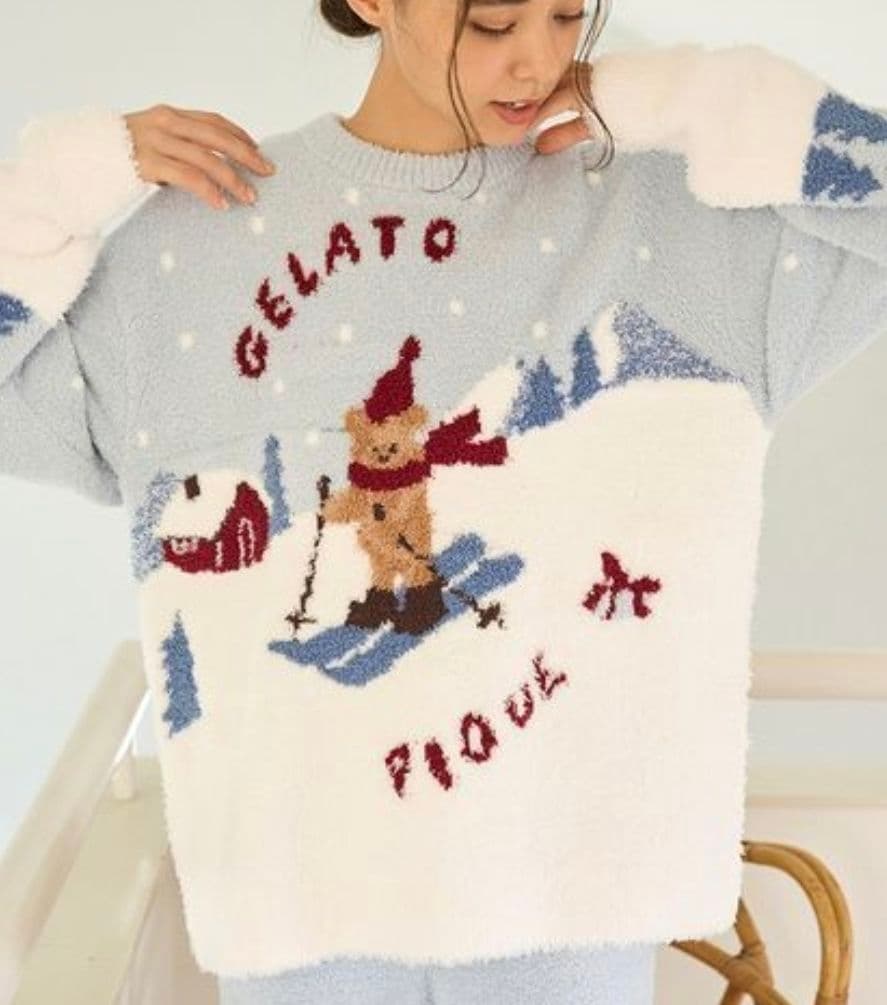 ジェラートピケ スキーベアジャガードプルオーバー+ロングパンツセット【MNT】