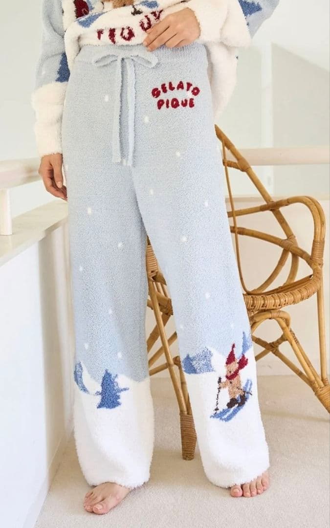 ジェラートピケ スキーベアジャガードプルオーバー+ロングパンツセット【MNT】