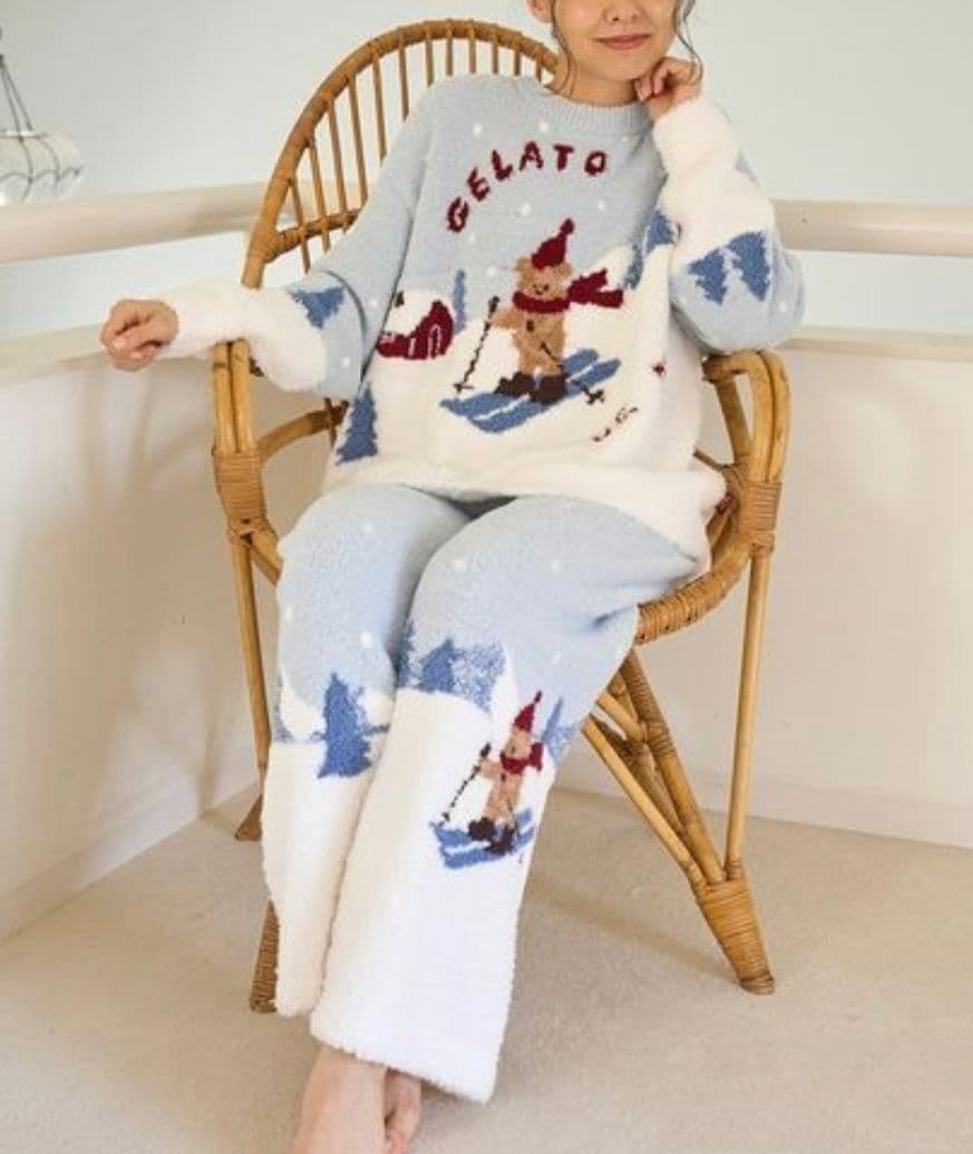 ジェラートピケ スキーベアジャガードプルオーバー+ロングパンツセット【MNT】