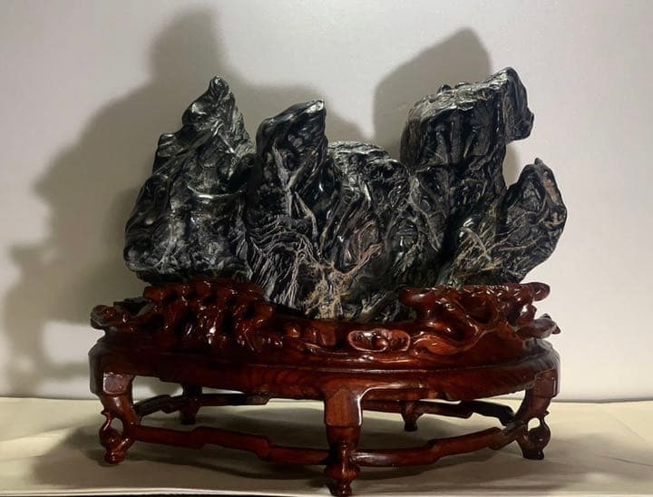 黒霊璧石 16kg 太湖石 水石 置物 骨董  なかなか手に入らない！！中国産