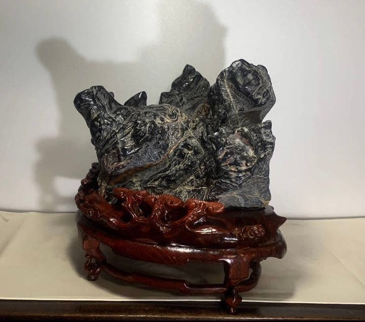 黒霊璧石 16kg 太湖石 水石 置物 骨董  なかなか手に入らない！！中国産