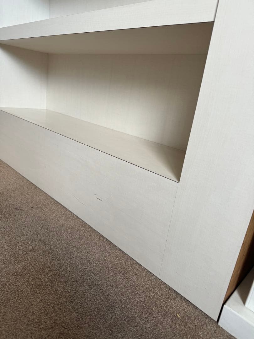 ホワイト木製オープンシェルフ 3段 ライト付エステサロン棚