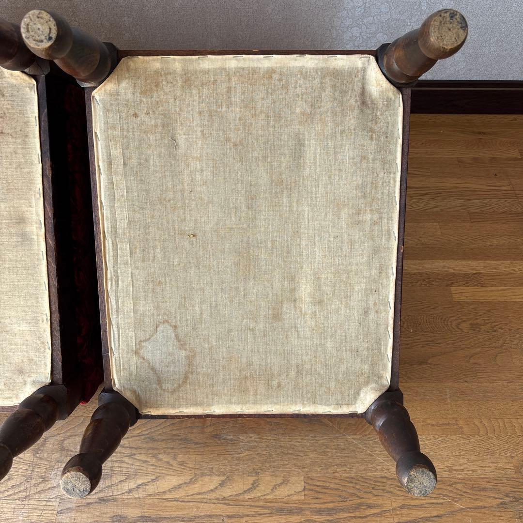 昭和レトロ　アンティーク調チェア ベルベット 赤 椅子　2脚セット