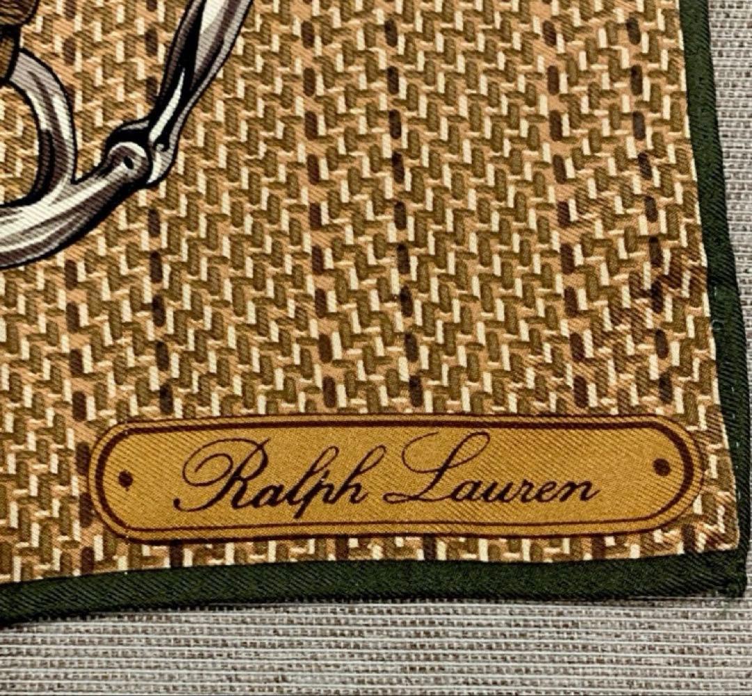 S*読様 POLO ラルフローレン スカーフ 茶系 馬具柄 鞍シルク