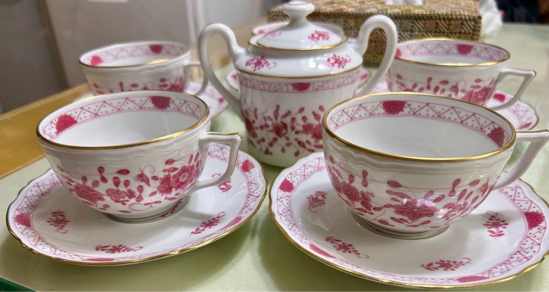 リモージュ　レイノー　インドの華　カップ&ソーサー5客　シュガーポットセット