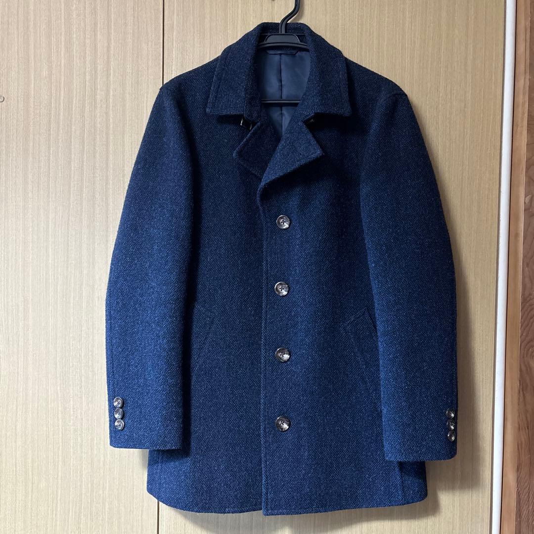 COMME CA MEN ネイビー チェスターコート Sサイズ　ウール