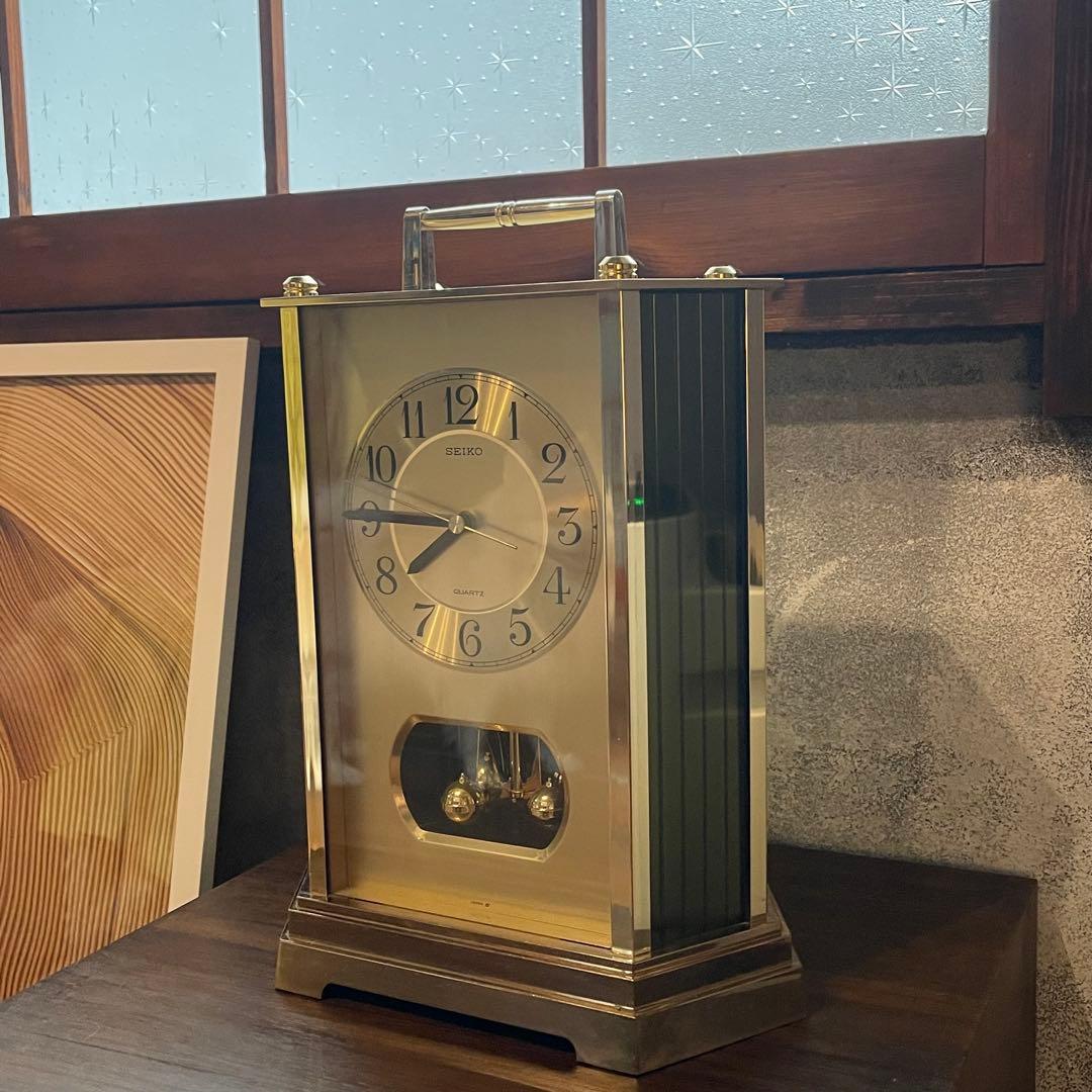 SEIKO 振り子付き置時計 ゴールド ブラック