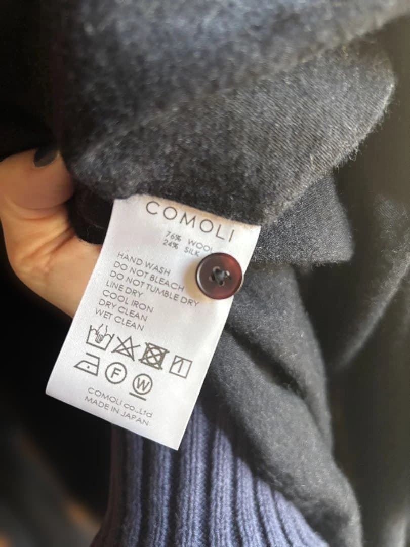 土日限定SALE！COMOLI ウールシルクシャツ　ダークネイビーL