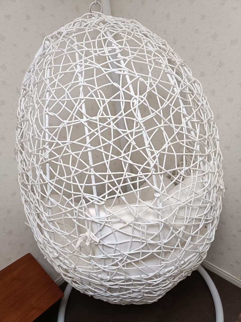 【引取可】ハンギングチェア　クッション付　ホワイト