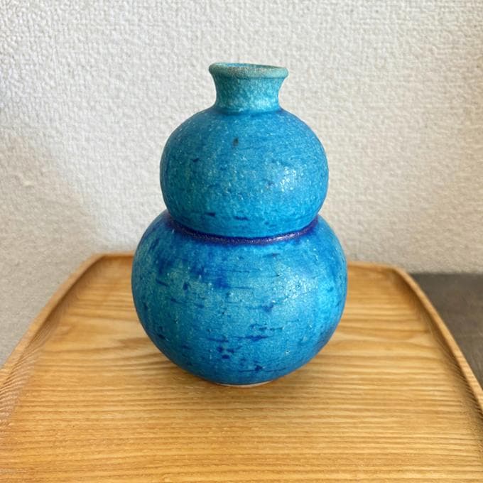 やちむん　沖縄 大嶺工房　大嶺實清作　ペルシャブルー徳利