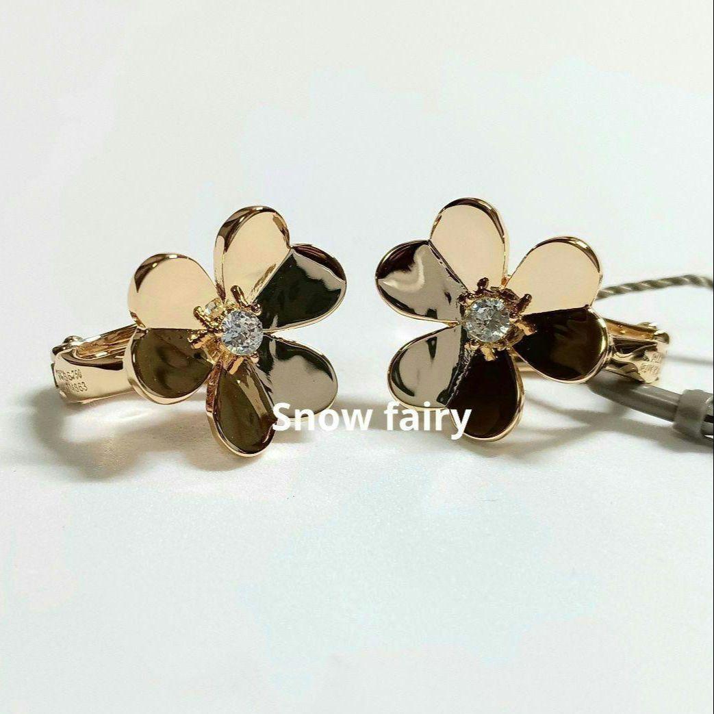 訳あり　ハイクオリティ　三つ葉ピアス　イエローゴールドカラー