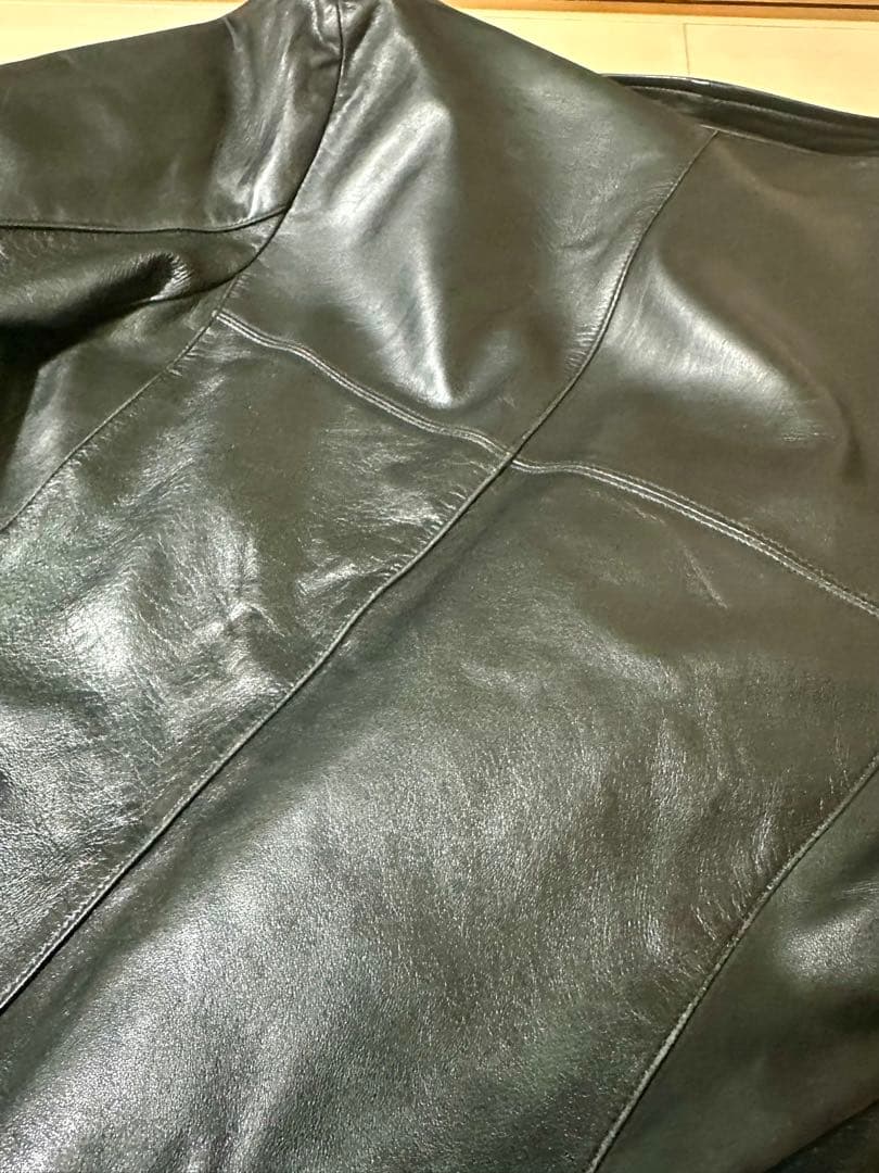 黒 レザー(本革) チェスターコート ロング